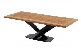 Stół obiadowy TARANTO srostokątny 240x100 cm nogi czarne blat teak recykling