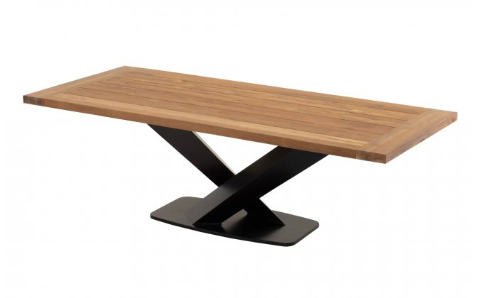 Stół obiadowy TARANTO srostokątny 240x100 cm nogi czarne blat teak recykling