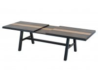 Rozkładany grafitowy stół BRIXTON 243-303 aluminiowy blat HPL beton-drewno