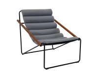 nowoczesny fotel na taras MIAMI stal malowana proszkowo czarna i poduszka szara