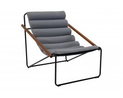 nowoczesny fotel na taras MIAMI stal malowana proszkowo czarna i poduszka szara