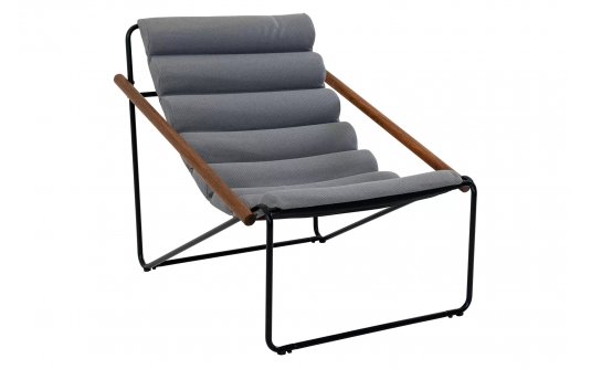 nowoczesny fotel na taras MIAMI stal malowana proszkowo czarna i poduszka szara nowoczesny fotel na taras MIAMI stal malowana proszkowo czarna i poduszka szara