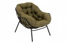 Nowoczesny fotel wypoczynkowy COZZY nogi czarne poduszka Olefin OLIWKOWY