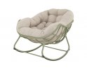 Jasnozielony fotel kubełkowy bujany ogrodowy COZZY Relax stalowy z grubą poduszką z Olefin 