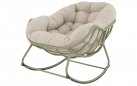 Jasnozielony fotel kubełkowy bujany ogrodowy COZZY Relax stalowy z grubą poduszką z Olefin 