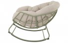 Jasnozielony fotel kubełkowy bujany ogrodowy COZZY Relax stalowy z grubą poduszką z Olefin 