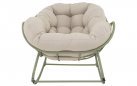 Jasnozielony fotel kubełkowy bujany ogrodowy COZZY Relax stalowy z grubą poduszką z Olefin 