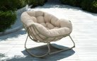 Jasnozielony fotel kubełkowy bujany ogrodowy COZZY Relax stalowy z grubą poduszką z Olefin 
