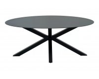 Owalny stół ogrodowy CREST 180x100 cm nogi gwiazda alu CZARNE blat SPrayStone