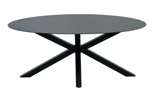 Owalny stół ogrodowy CREST 180x100 cm nogi gwiazda alu CZARNE blat SPrayStone