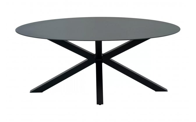 Owalny stół ogrodowy CREST 180x100 cm nogi gwiazda alu CZARNE blat SPrayStone