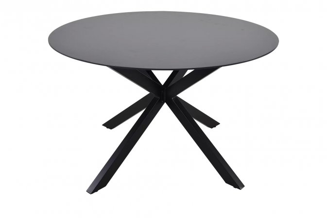 Okrągły stół aluminiowy CREST Ø120 czarna noga blat kamień natryskowy