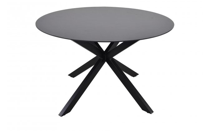 Okrągły stół aluminiowy CREST Ø120 czarna noga blat kamień natryskowy