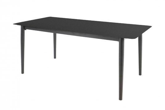 Czarny stół ogrodowy CREST 180x90 czarne nogi blat kamień natryskowy SprayStone