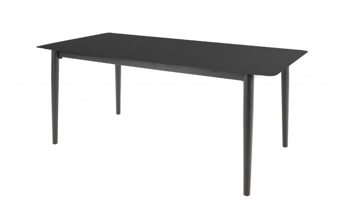 Czarny stół ogrodowy CREST 180x90 czarne nogi blat kamień natryskowy SprayStone