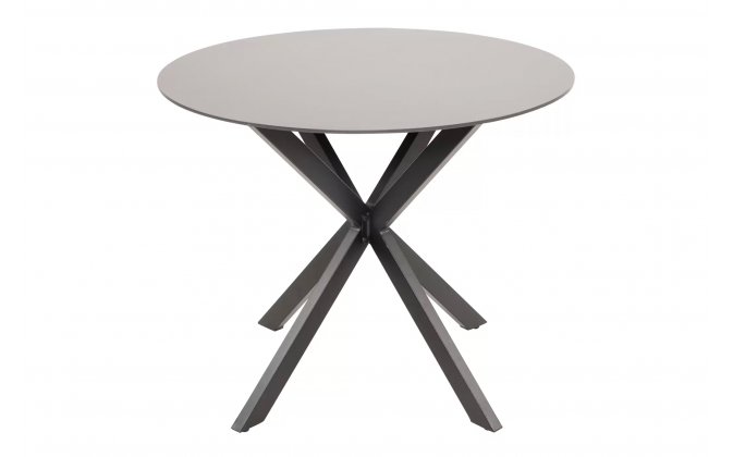 Okrągły stół aluminiowy CREST Ø90 czarna noga blat kamień natryskowy