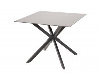 Okrągły stół aluminiowy CREST 90x90 czarna noga blat kamień natryskowy