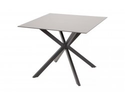 Okrągły stół aluminiowy CREST 90x90 czarna noga blat kamień natryskowy