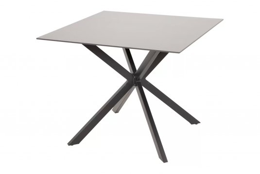 Okrągły stół aluminiowy CREST 90x90 czarna noga blat kamień natryskowy