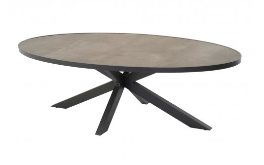 Owalny stół grafitowy MURCIA 242x117 podstawa gwiazda z blatem ceramicznym 13 mm