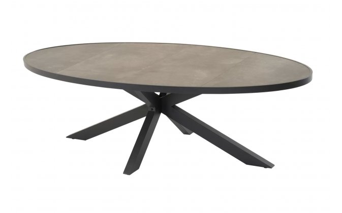 Owalny stół grafitowy MURCIA 242x117 podstawa gwiazda z blatem ceramicznym 13 mm
