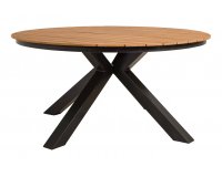 Okrągły stół ogrodowy aluminiowy antracyt blat kompozyt teak d120 AREZZO