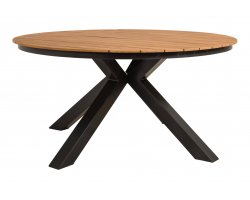 Okrągły stół ogrodowy aluminiowy antracyt blat kompozyt teak d120 AREZZO