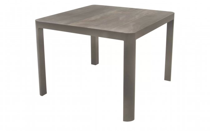 Kwadratowy beżowy aluminiowy stół ogrodowy CASTILLA 100x100 cm 