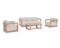 Meble ogrodowe wypoczynkowe aluminiowe THESEUS powłoka imitacja drewna