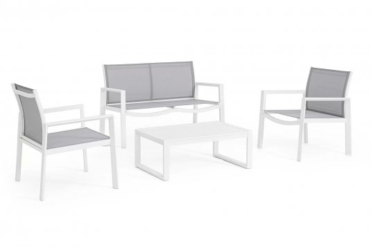 Lekki komplet na taras aluminiowy KALLEN biały aluminiowy bizzotto