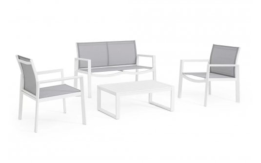 Lekki komplet na taras aluminiowy KALLEN biały aluminiowy bizzotto