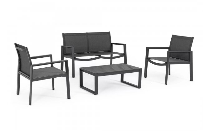 Lekki komplet na taras aluminiowy KALLEN grafitowy aluminiowy bizzotto