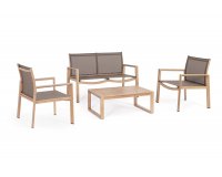 Lekki komplet na taras aluminiowy KALLEN powłoka drewnopodna aluminiowy bizzotto