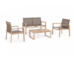 Lekki komplet na taras aluminiowy KALLEN powłoka drewnopodna aluminiowy bizzotto