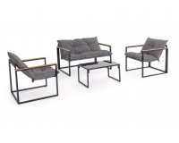 Meble na balkon lub taras stal kolor grafitowy ILDA podłokietniki kompozyt