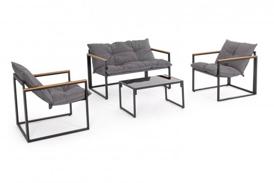 Meble na balkon lub taras stal kolor grafitowy ILDA podłokietniki kompozyt