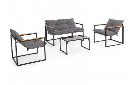 Meble na balkon lub taras stal kolor grafitowy ILDA podłokietniki kompozyt