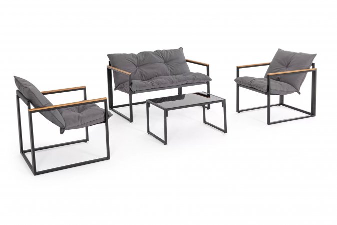 Meble na balkon lub taras stal kolor grafitowy ILDA podłokietniki kompozyt