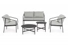 Zestaw mebli na taras FLORIAN sofa 2 fotele stoliki antracyt szare poduszki