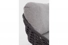 Sofa ogrodowa TAMIRES podstawa teak / siedzenie lina polipropylenowa grafitowa / poduszki szare Olefin