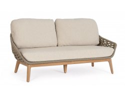 Sofa ogrodowa 2,5 osobowa ta miraz podstawa tik oparcie pasy polipropylen TAMIRES kolor taupe