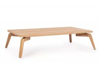 Prostokątny stolik ogrodowy TAMIRES 120x70x30 cm z drewna teak FSC