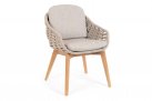 Beżowe krzesło obiadowe TAMIRES drewno teak i lina polipropylenowa