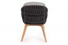 Grafitowe krzesło obiadowe TAMIRES drewno teak i lina polipropylenowa