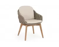 Tauoe krzesło obiadowe TAMIRES drewno teak i lina polipropylenowa