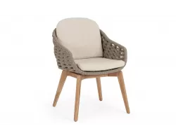 Tauoe krzesło obiadowe TAMIRES drewno teak i lina polipropylenowa