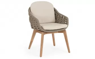 Tauoe krzesło obiadowe TAMIRES drewno teak i lina polipropylenowa