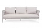 Szeroka designerska sofa na taras aluminiowa JACINTA beżowa poduszki Olefin