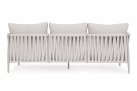 Szeroka designerska sofa na taras aluminiowa JACINTA beżowa poduszki Olefin