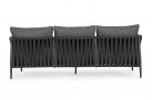 Szeroka designerska sofa na taras aluminiowa JACINTA ciemnoszara poduszki Olefin